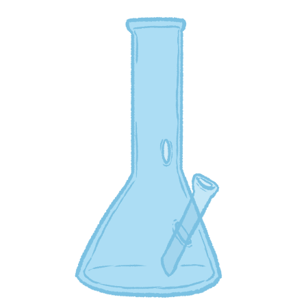a digitally drawn image of a bong. it is light blue and slightly transparent.